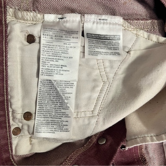 Levis 501 Button Fly Classic Tibetan Red Denim Shorts Waist 36 Cutoff Shorts - Picture 6 of 8